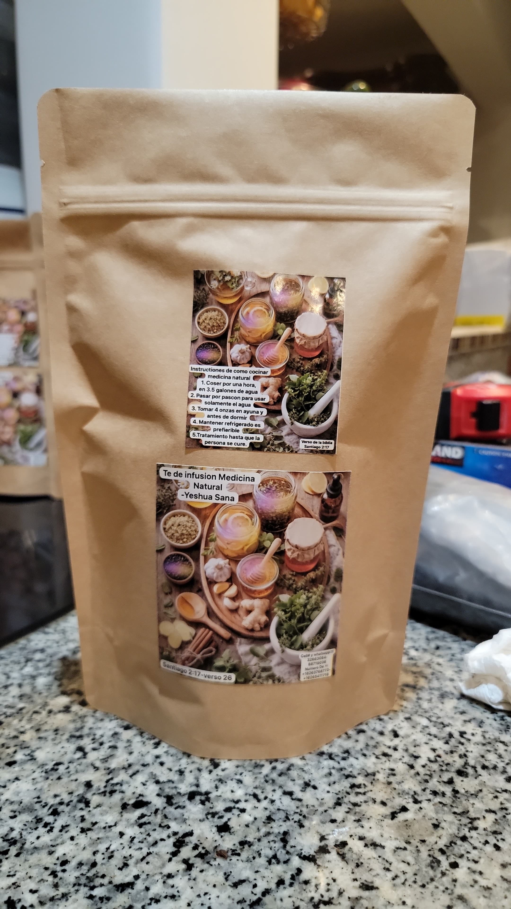 Bolsa Yeshua Sana de té de infusión para 3 galones